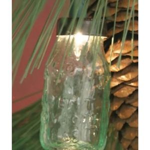 Set/6 ~ Clear Green Glass Mini Mason Jar Everyday Light Covers ~ 2.5”h